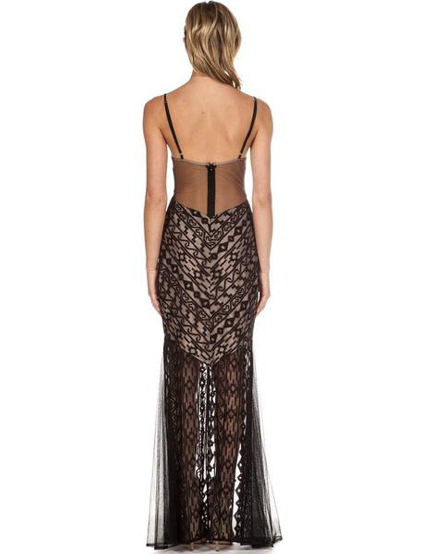 Elegant Cocktail Black Lace Maxi Dress