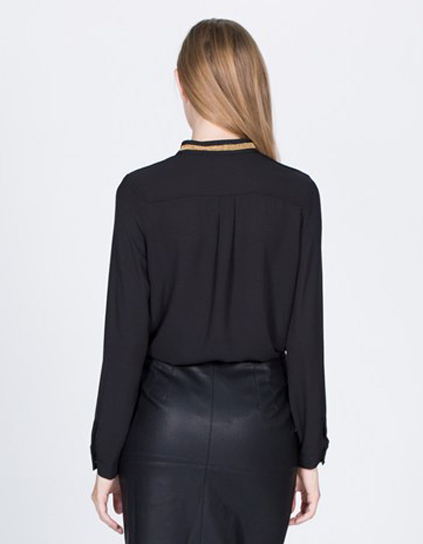 Elegant Gold Beaded Neck Blouse