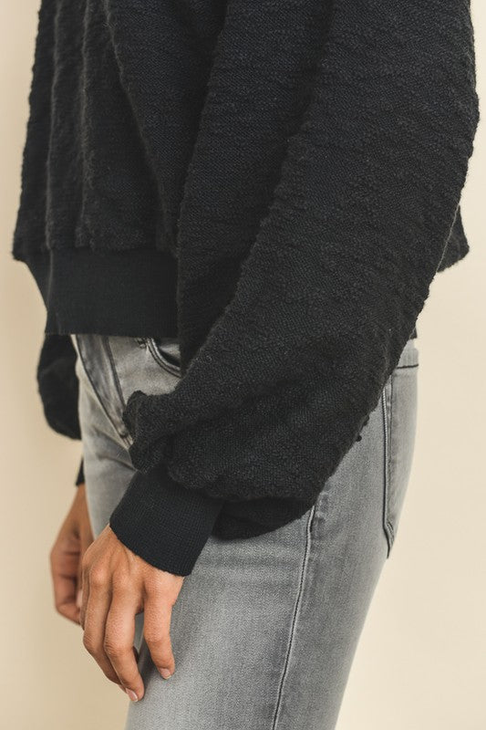 Fashion Puffy Sleeve Black Sweater