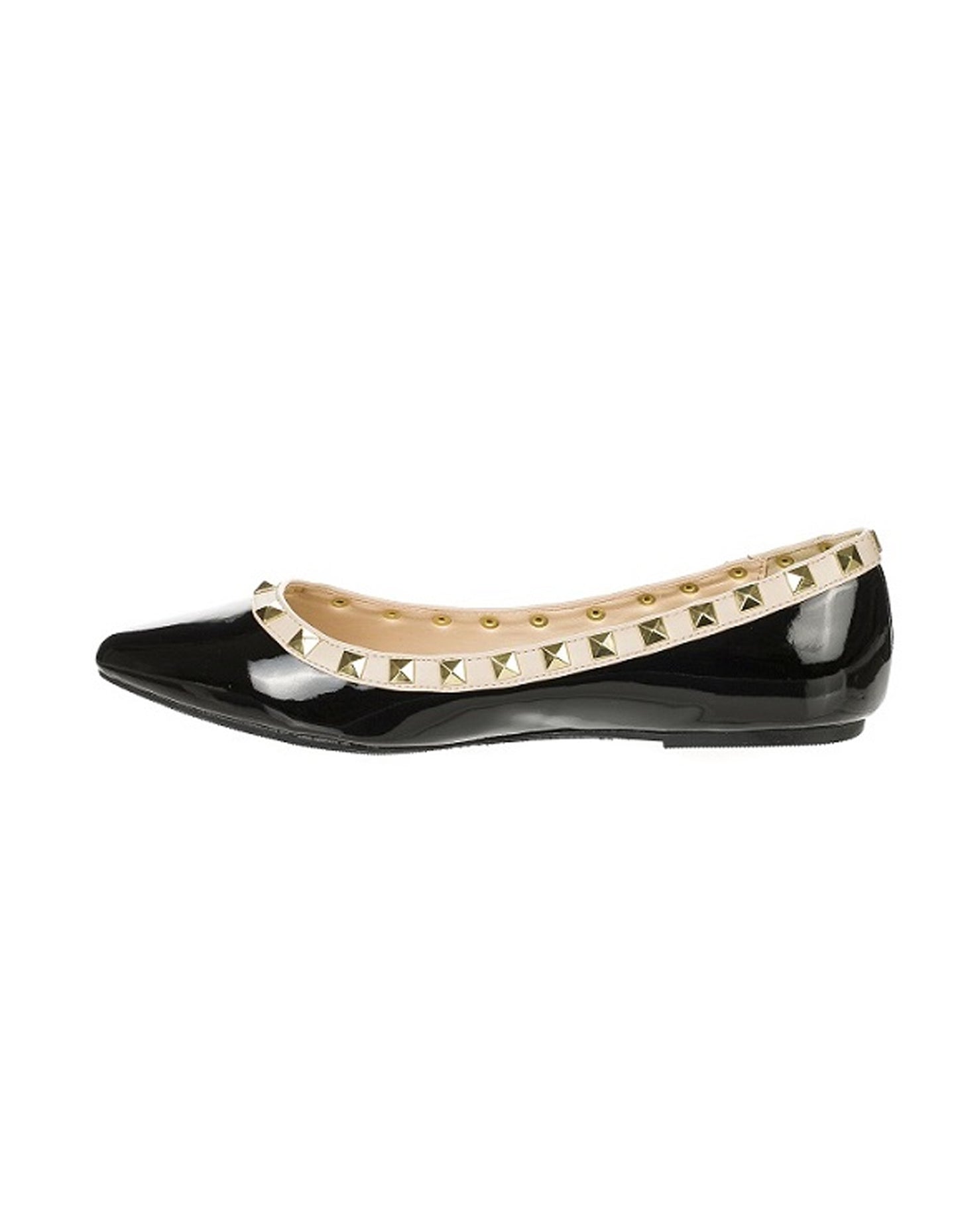 Fashion Black Flat with Rivet Decor