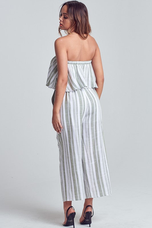 Fashion Summer Strapless Olive Marine Ruffle Top