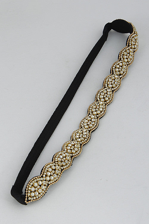Elegant Egyptian Inspired Rhinestone Gold Head Band