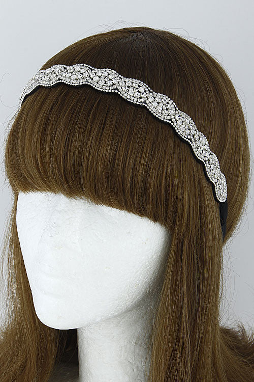 Elegant Egyptian Inspired Rhinestone Silver Head Band
