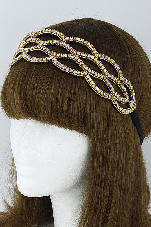 Elegant Rhinestone Gold Head Band