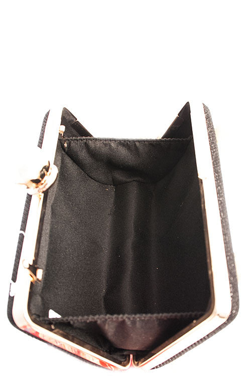 Elegant Rhinestone Floral Crystal Black Clutch