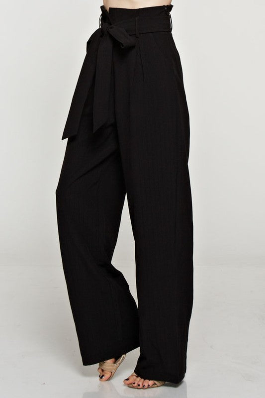 Fashion High Waisted Black Striped Pants
