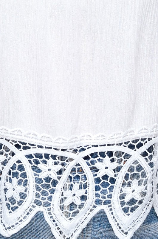 Elegant Off Shoulder White Lace Top with Bell Sleeve