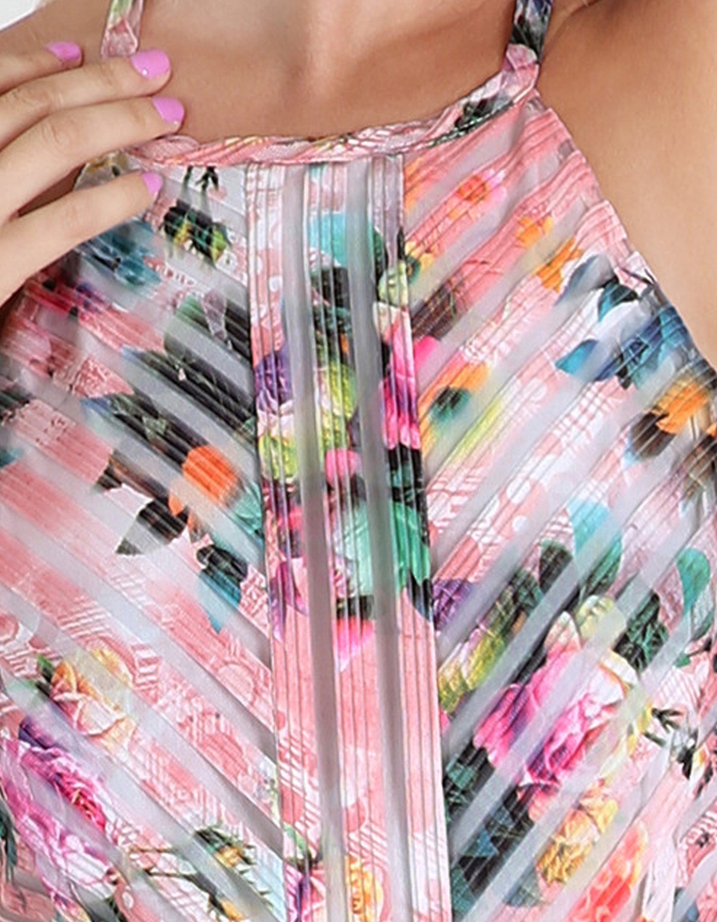 Halter Striped Floral Dress