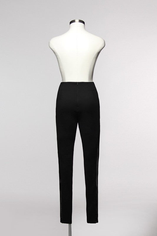 Elegant Black Side Lace Leggings