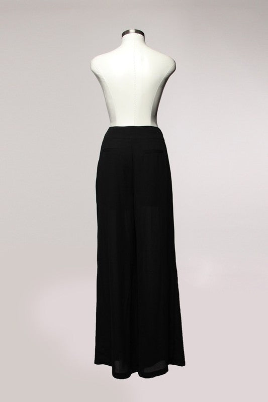 High Waisted Pleated Black Palazzo Pant