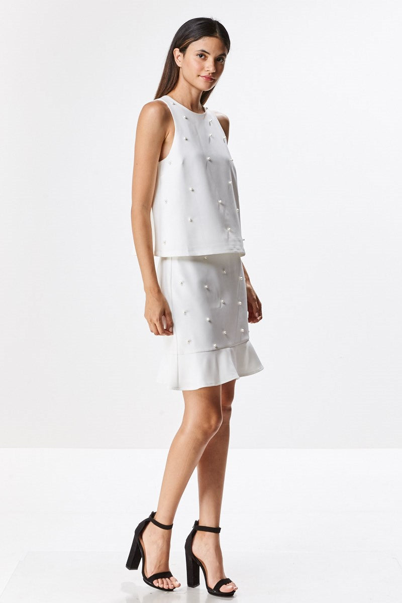 Elegant Pearl White Tank Top