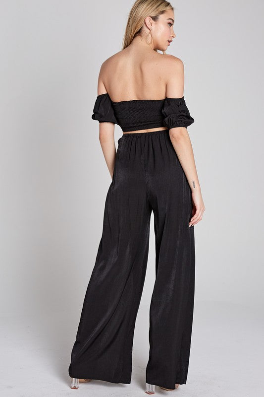 Fashion Off Shoulder Black Tie-Up Crop Top
