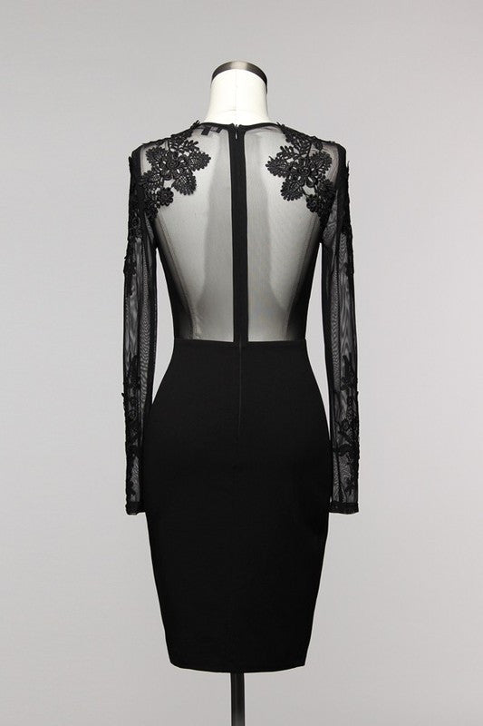 Elegant V-Neck Black Cocktail Dress