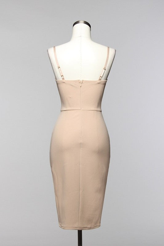 Elegant Geometric Beige Dress