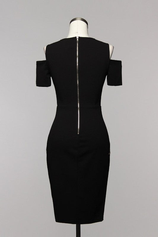 Elegant Rose Embroidery Off Shoulder Black Dress