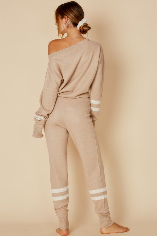 Fashion Casual Taupe Sweater Jogger Pants