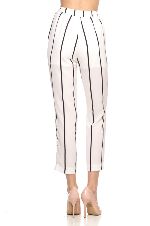 Fashion White Contrast Pants