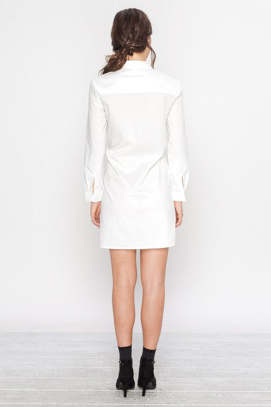 Elegant Floral Tie-Up White Shirt Dress