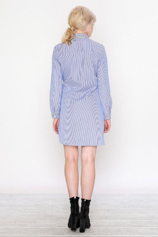 Fashion Marine Floral Tie-Up Shirt Dress