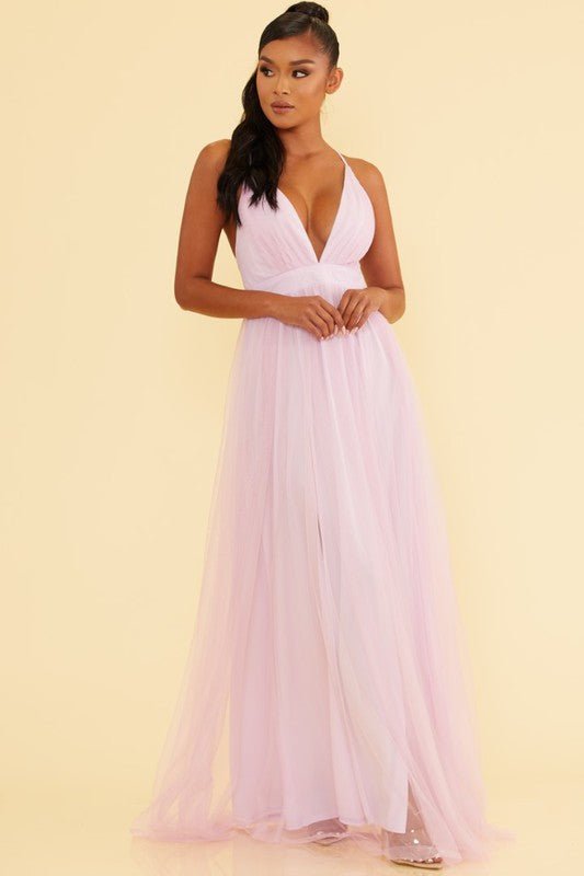 Elegant Lavender Strap Deep V-Neck Maxi Dress EDITE MODE Elegant Lavender Strap Deep V-Neck Maxi Dress EDITE MODE