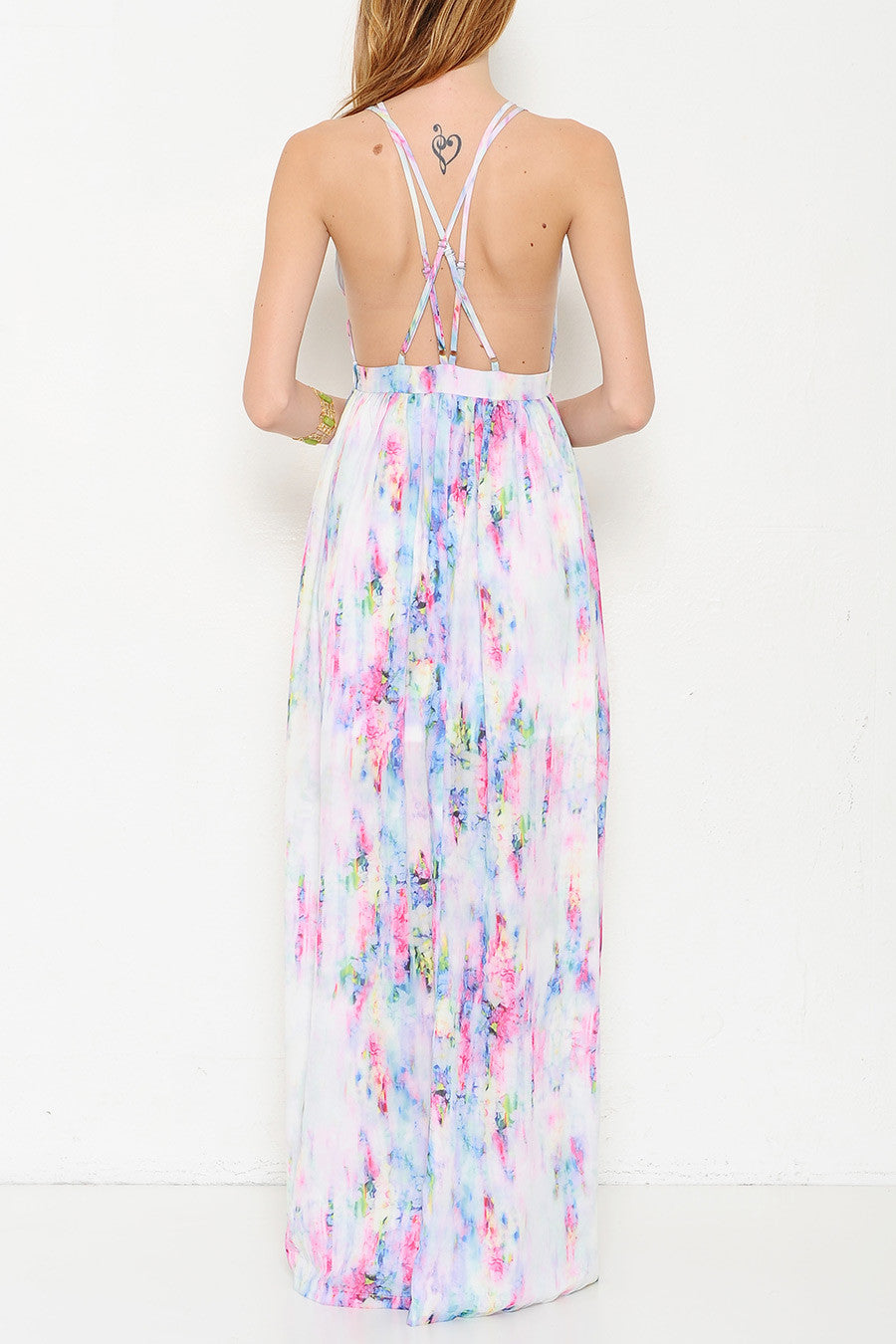 Elegant Watercolor Summer Maxi Dress