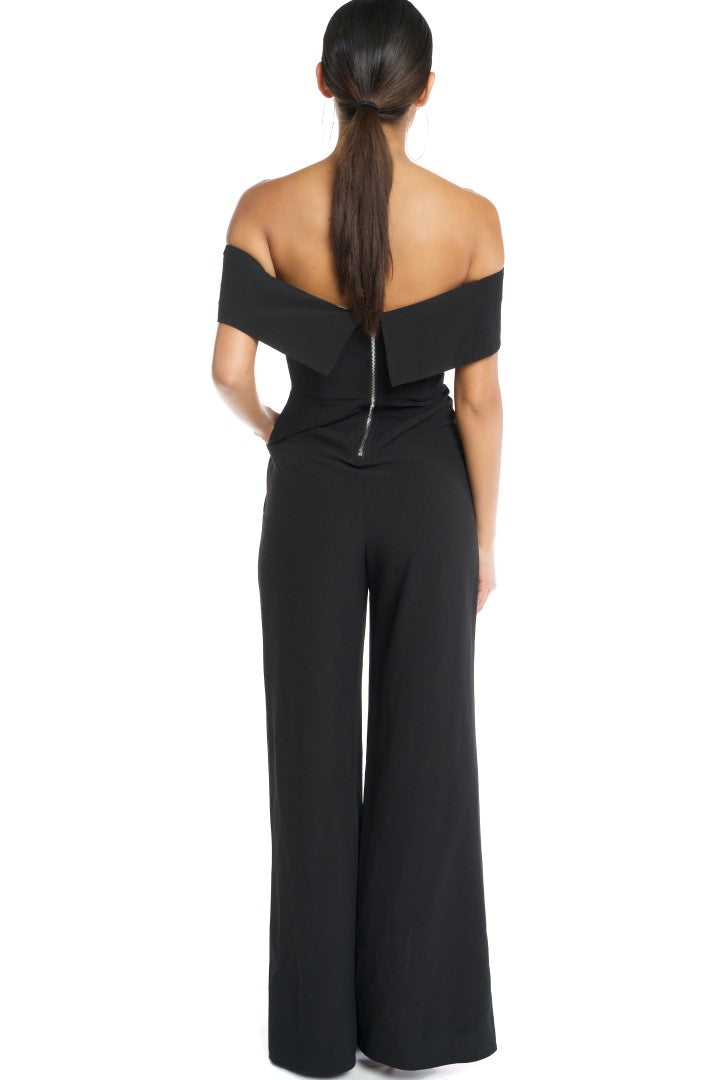 Elegant Off Shoulder Cut Out Black Jumpsuit