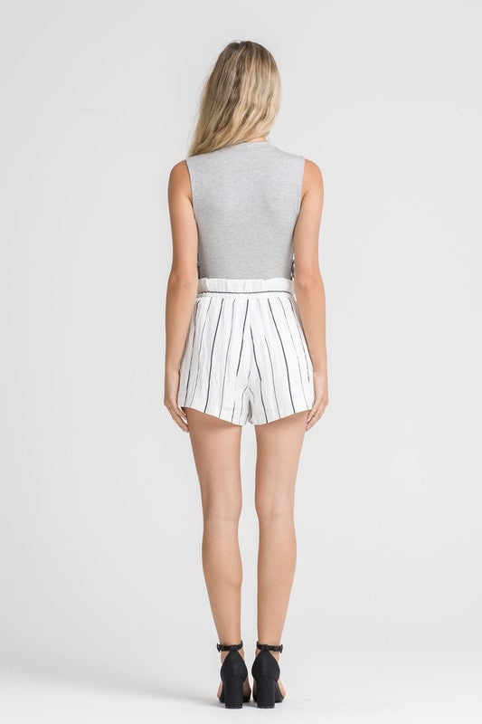 Elegant High Waisted Ruffle Contrast Shorts