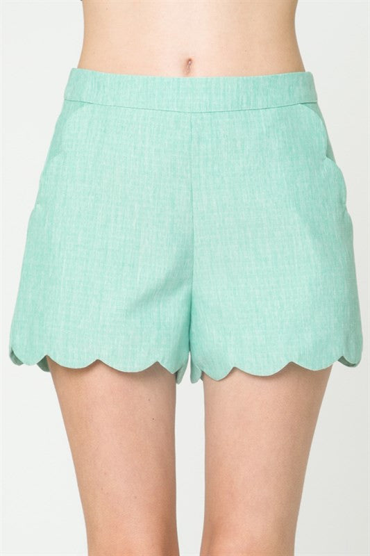 Tailor High Waisted Scallop Mint Short