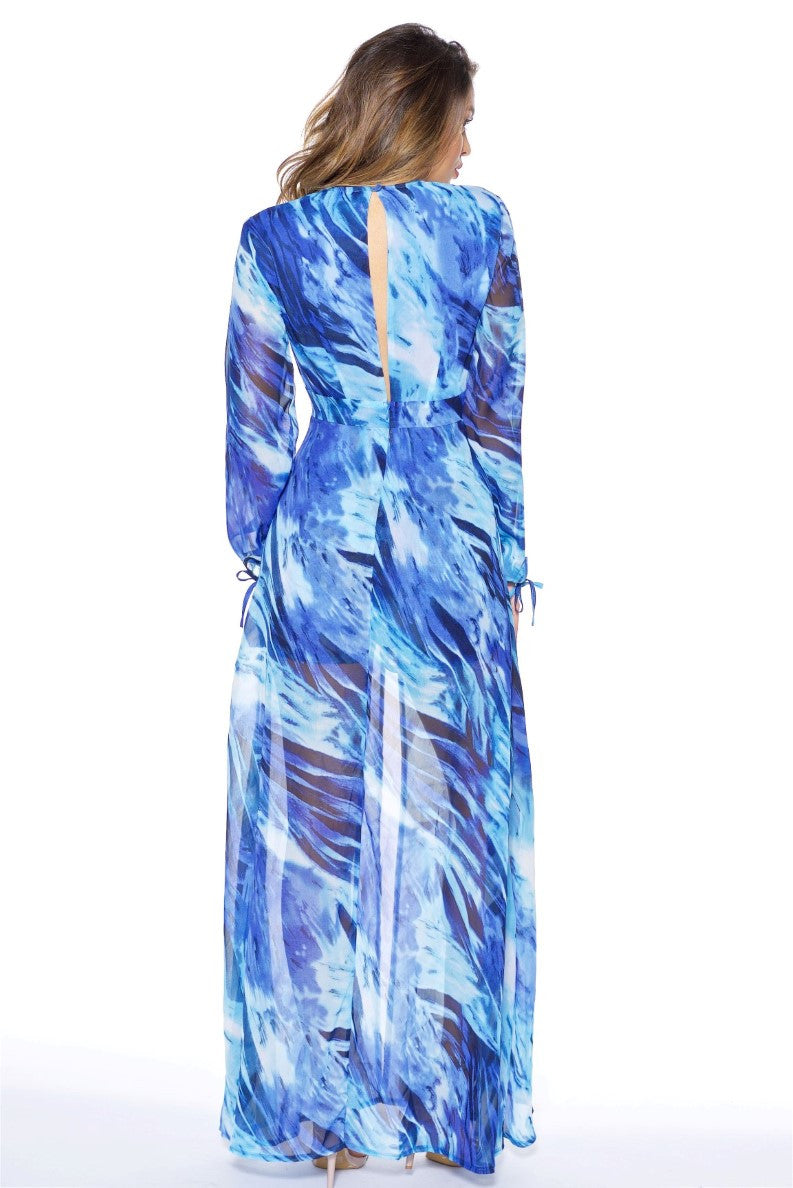 Summer Wave Blue Maxi Romper