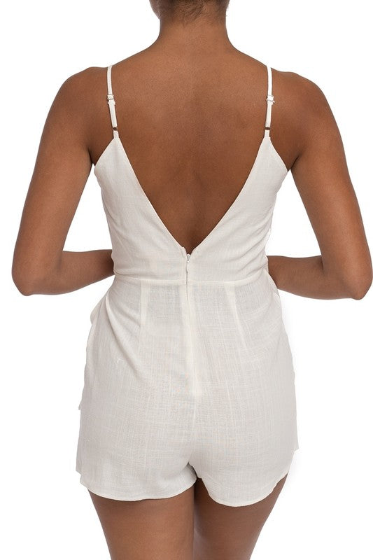 Fashion Summer Strap White Wrap Tie-Up Romper