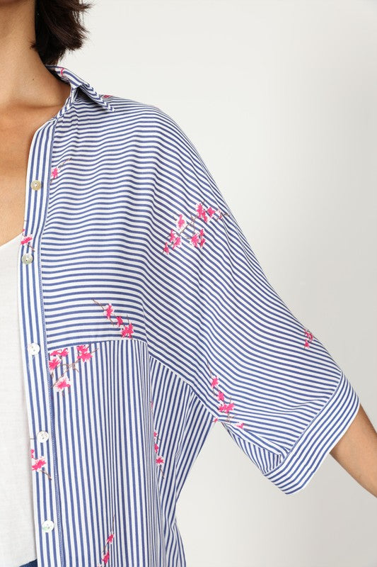 Fashion Blue Stripe Shirt Dress