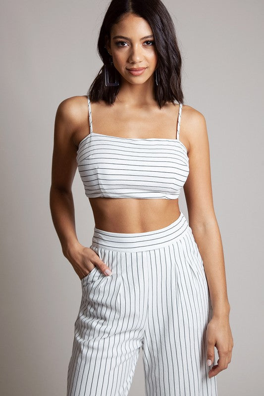 Summer Ivory Striped High Waisted Pants