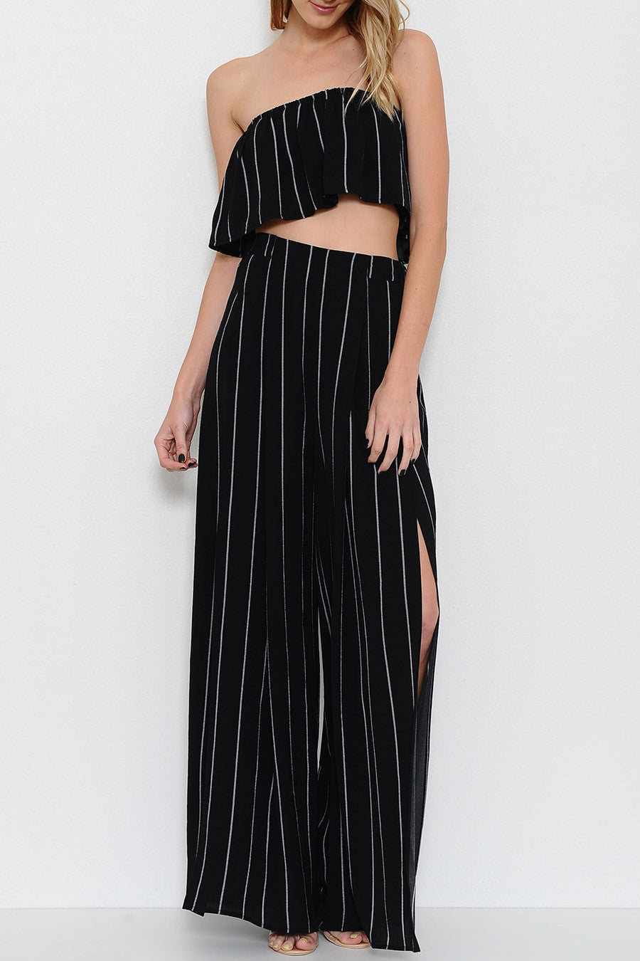 Summer Strapless Black Contrast Top