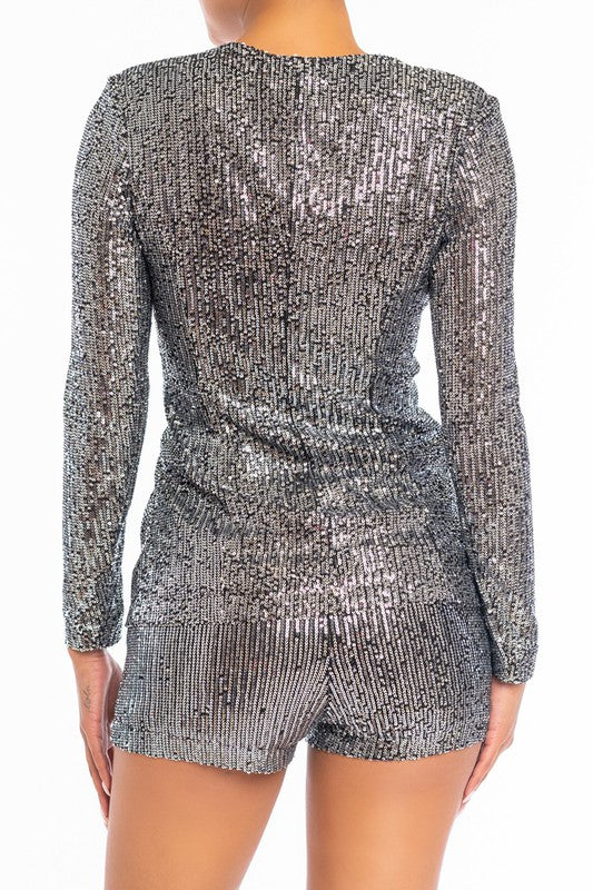 Elegant Black Silver Sequence Jacket