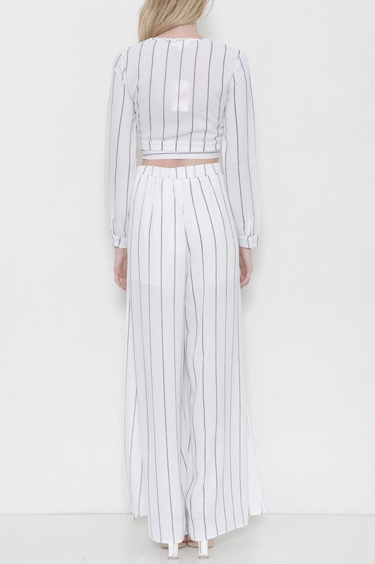 Summer Cut Out White Contrast Pants