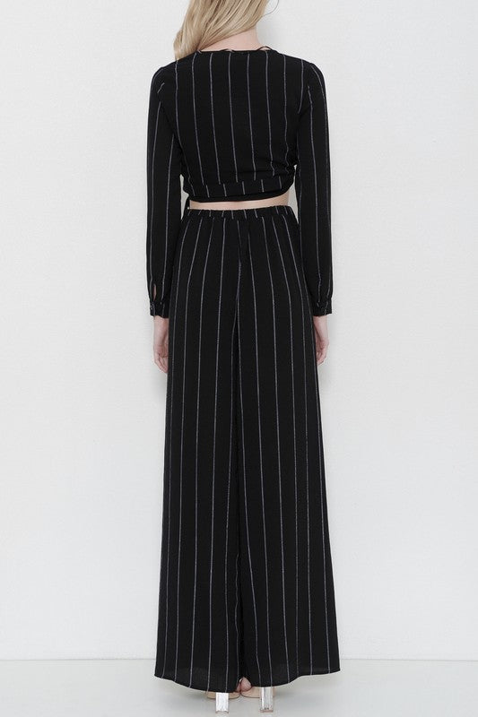 Summer Cut Out Black Contrast Pants