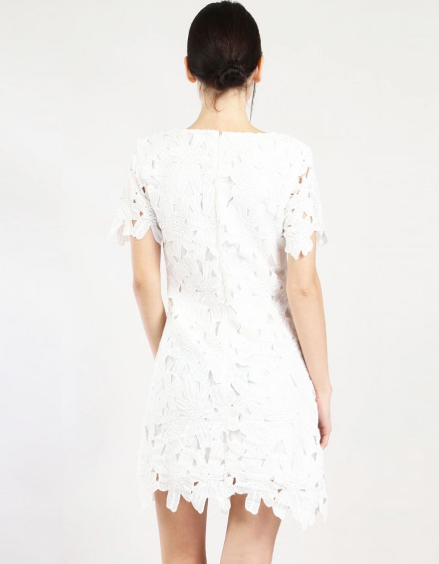 Lace Floral Short Sleeve Dress