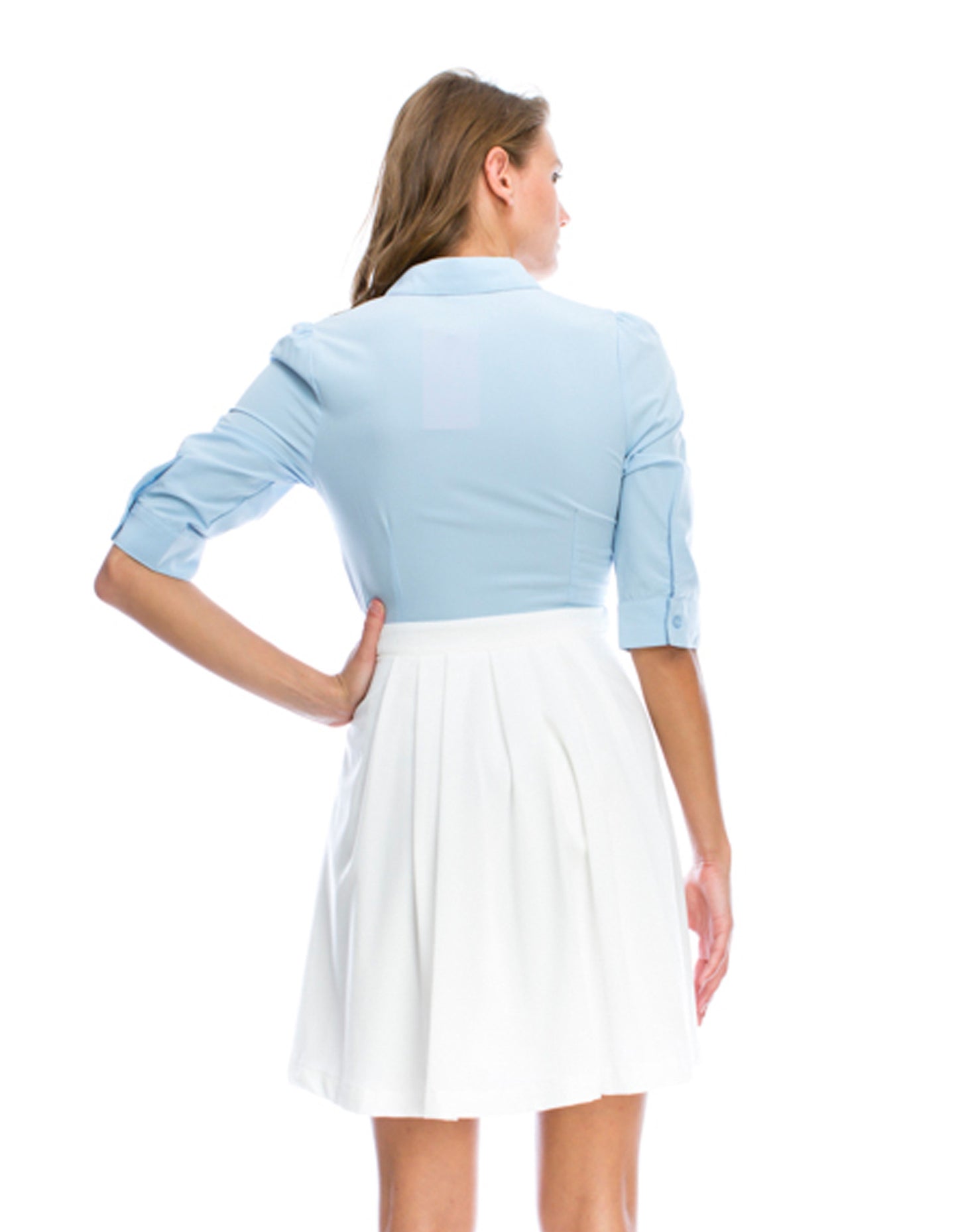 Pastel Light Blue White Shirt Dress