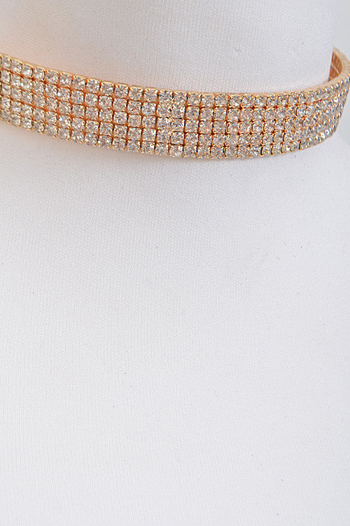 Elegant Rhinestone Open Choker Necklace