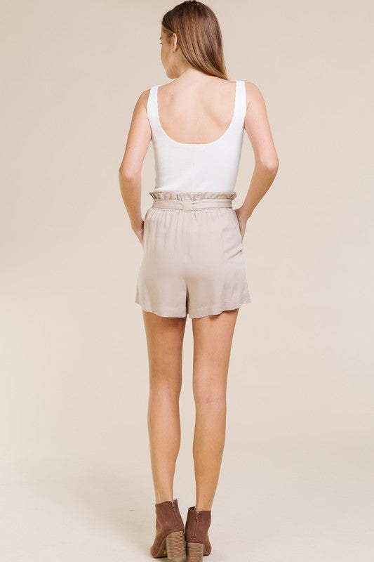 Fashion Summer High Waisted Beige Shorts