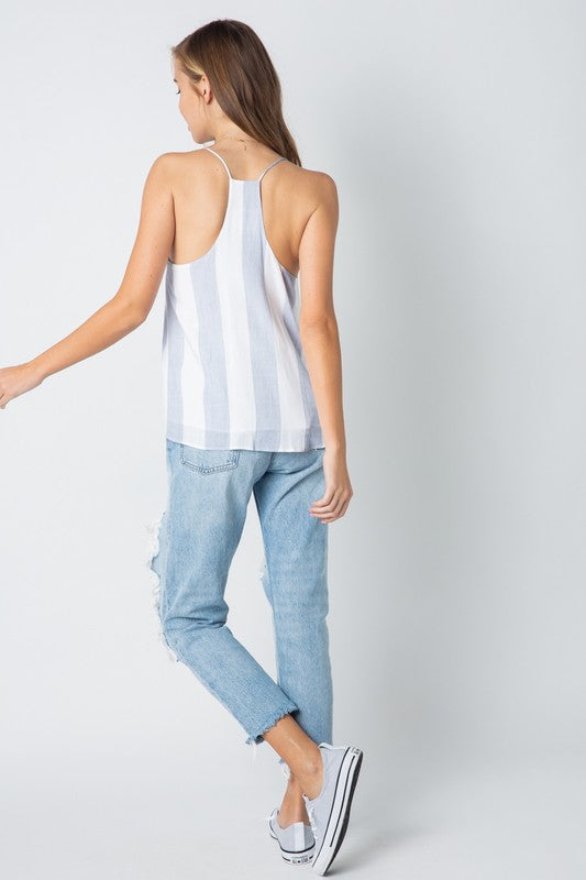 Casual Blue Marine Strap Top