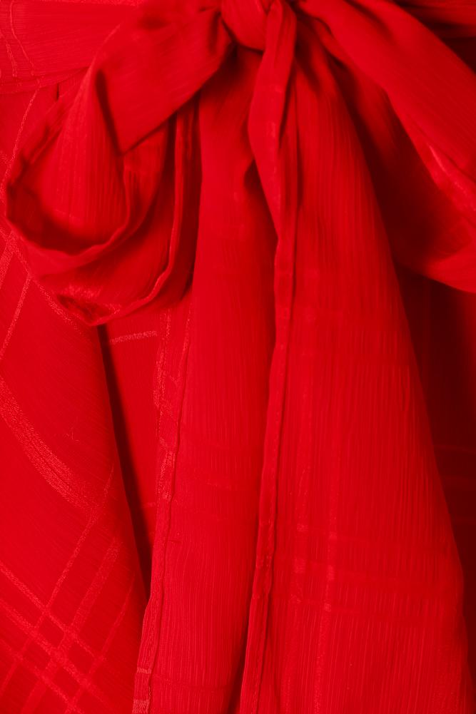 Fashion Strap Red Checkered Tie-Up Ruffle Romper