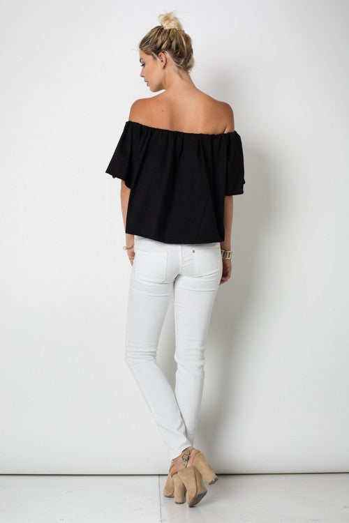 Casual Off Shoulder Black Top