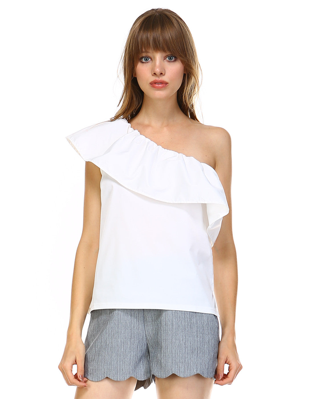 Elegant One Shoulder Ruffle Top
