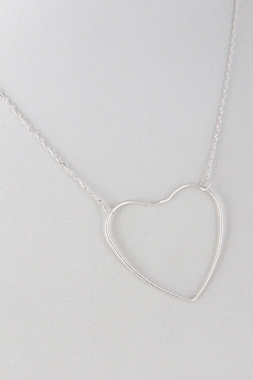 Fashion Heart Pendant Silver Necklace