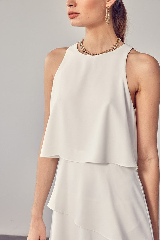 Fashion White Layered Ruffle Romper