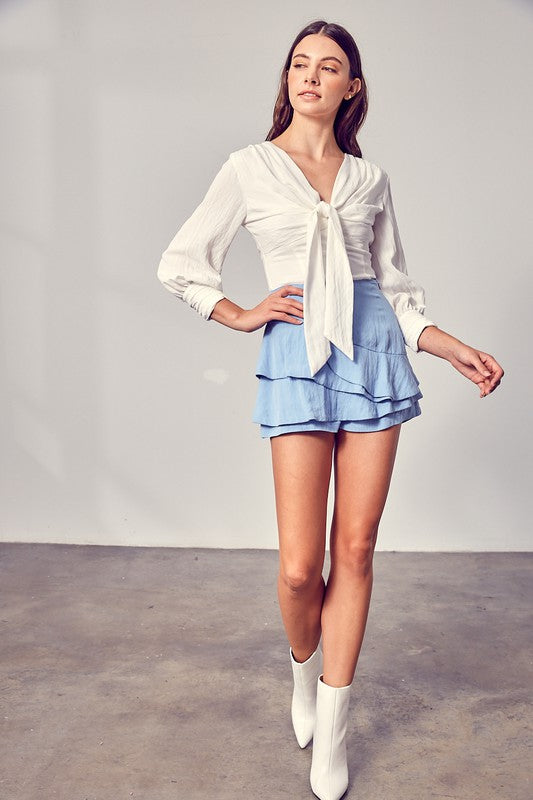 Fashion Summer Light Blue Ruffle Skort