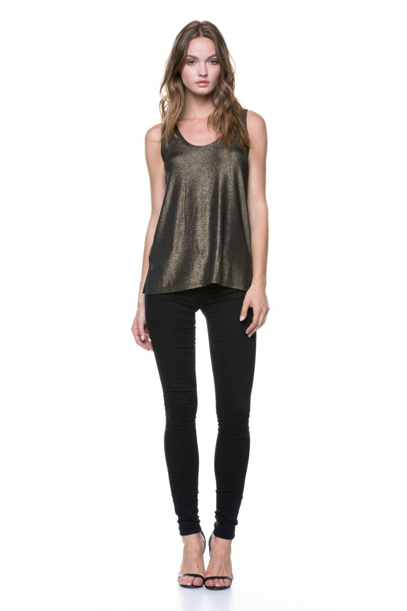 Casual Shimmer Gold Tank Top