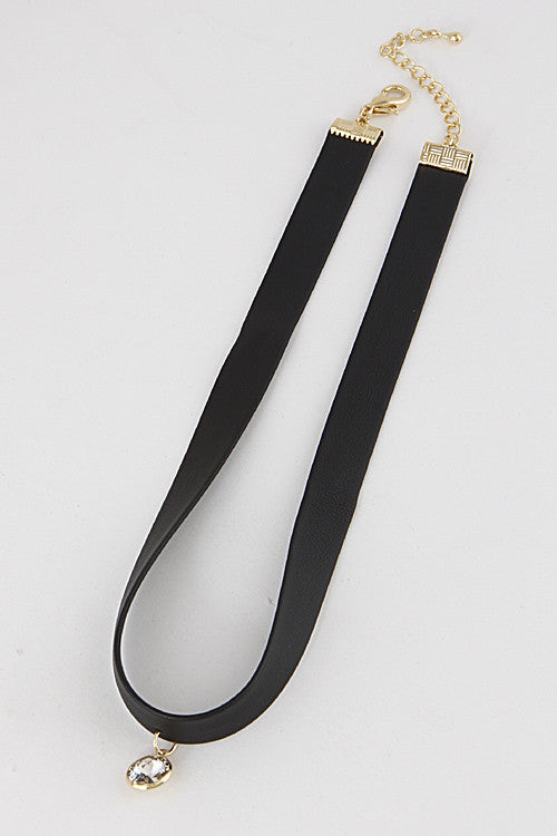Fashion Gold Black Choker with Rhinestone