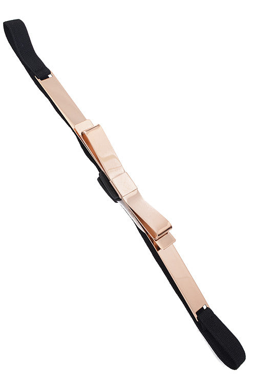 Gold Single Ribbon Black Cutout Belt